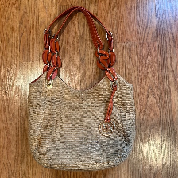 Michael Kors Straw Wicker Orange Shoulder Bag - Picture 1 of 8